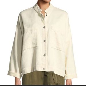 Eileen fisher organic cotton mandarin collar top blouse